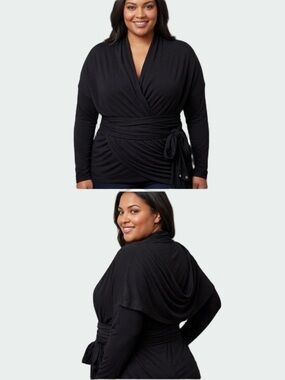 DKNY BLACK Wrap Around Long Sleeve Top Plus size XL